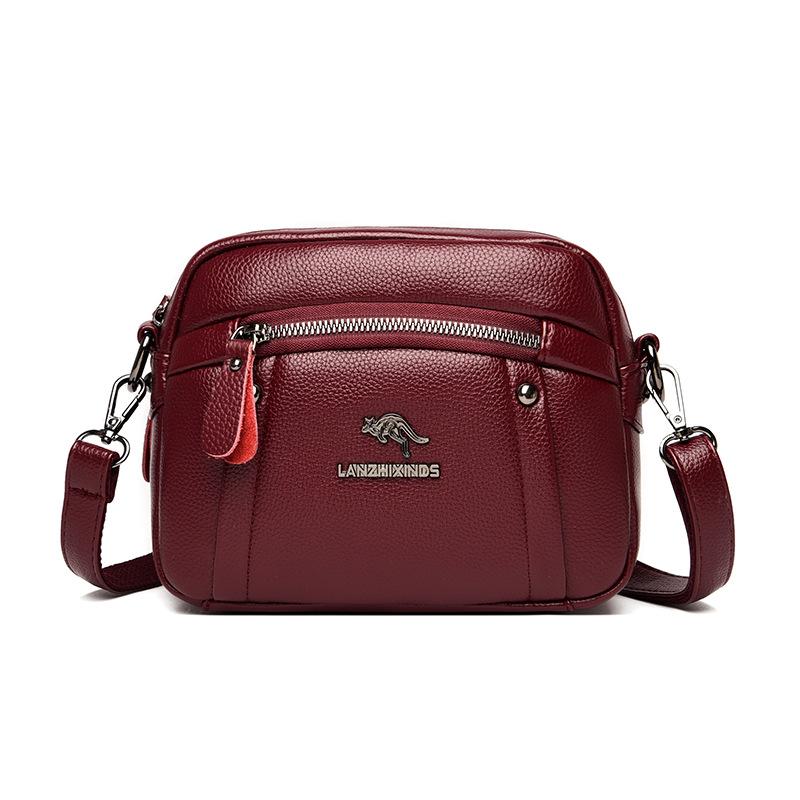 New Women's Bags Small Round Bags, Korean Style Fashion Crossbody Bags Soft Leather Middle-aged Women's Mother's Bags Trendy