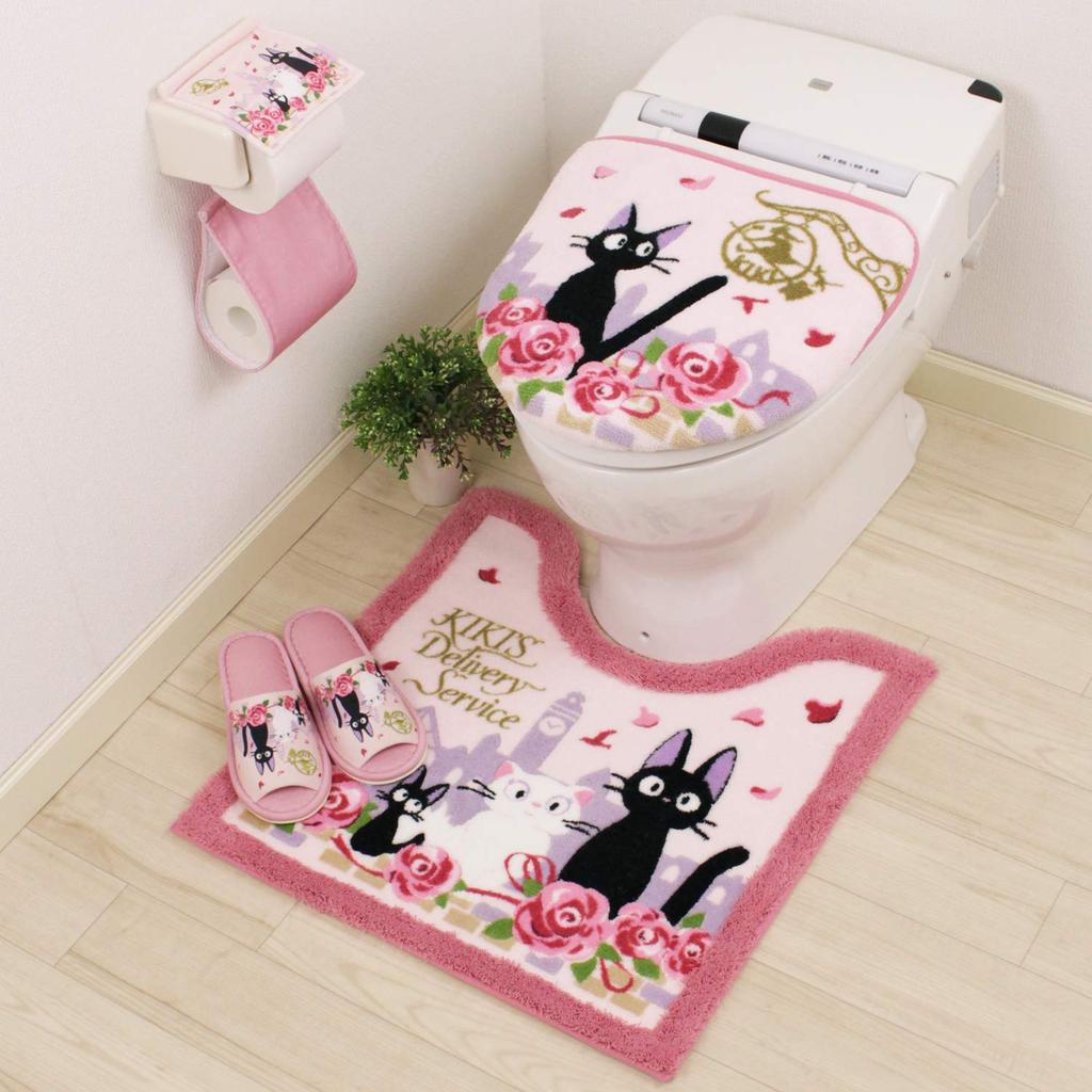 Senko Delivery Service Toilet Supplies Date with Gigi Toilet Mat 60 X 60cm Pink Character Gigi Cat Ghibli 37178 Kiki's Approx.