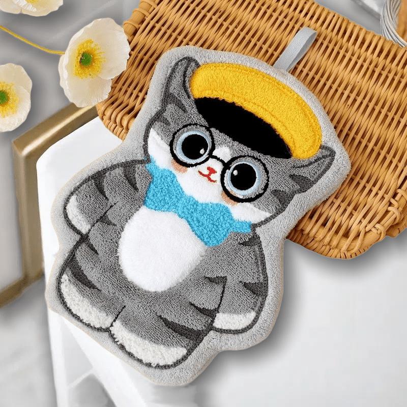 1/4 шт. Полотенца для рук из кораллового флиса в форме кошек, 4 очаровательных дизайна с котятами, Супервпитывающие Быстросохнущие Кухонные Банные Полотенца, Не линяют Современный Декор