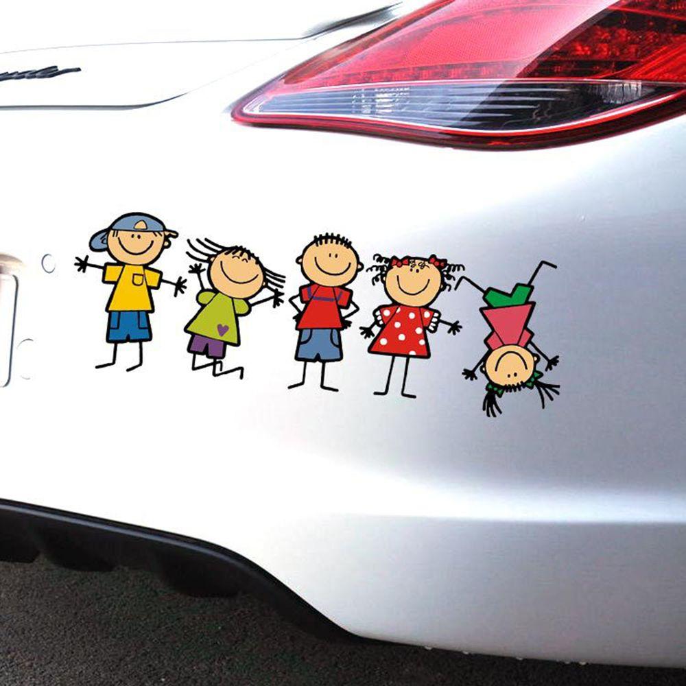 Lovely Boy Girl Cartoon Children Car Sticker Cute Kids Window Decal Family