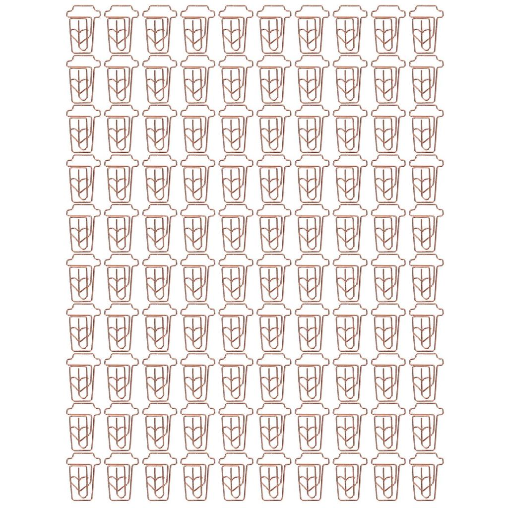100pcs Paper Clips Innovative Cute Rose Coffee Cup Shape Reusable Mini Metal Paperclips for Office