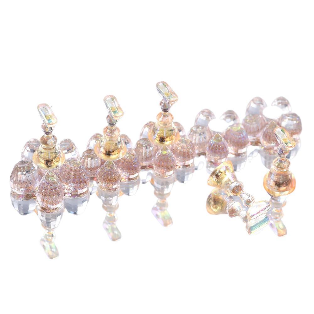 Press On Nail Tip Practice Stand Crystal Flower Shape Aurora Nail Showing Shelves Beginner