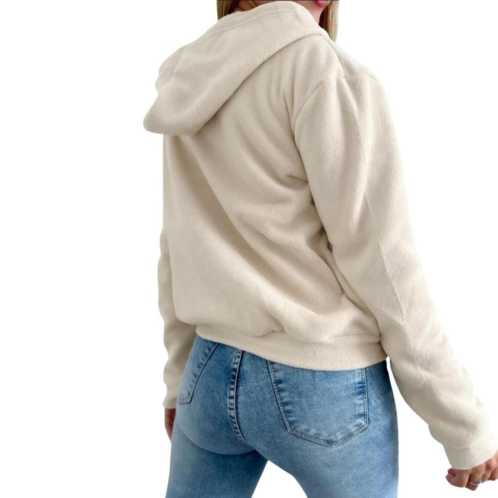 Женская мода повседневная теплая кардиган-толстовка с капюшоном на молнии с карманом-молнией