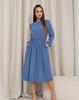 Blue Classic Dress with Long Sleeves ISSA PLUS