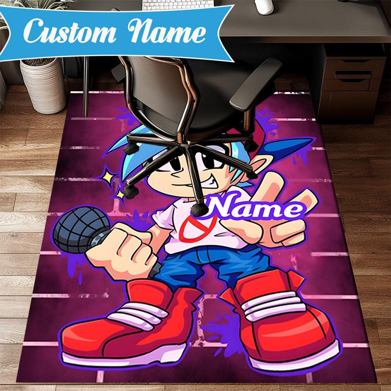 Custom Name Friday night Rug for Living Room, Game Rooms, Office, Bedroom, Floor Mat Playful Design, fan gifts Christmas decor