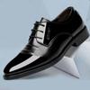 Fashion Leather Shoes Men's 2024 New Youth Pointed Toe Bright Business Dress Shoes Lace Up To Work Office Work Men's Shoes
