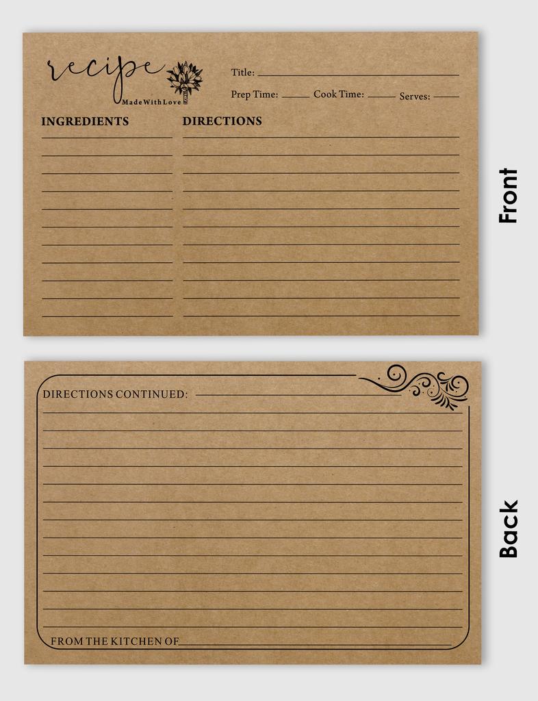 Inkdotpot Карточки с рецептами 4x6 дюймов (Набор из 50) , Толстые двухсторонние карточки премиум-класса - белые карточки для заметок с рецептами в современном стиле