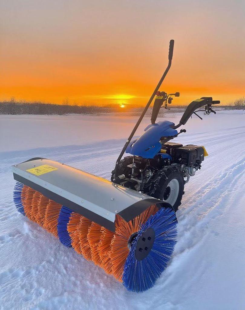 Compact Gasoline Snow Sweeper - Multifunctional All-Gear Push-Type Snow Removal Equipment