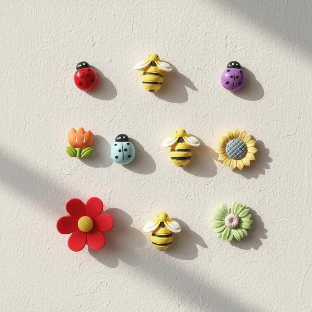 10pcs Tulip Flower Fridge Magnets Oval Shape Insect Refrigerator Sticker Home Decor