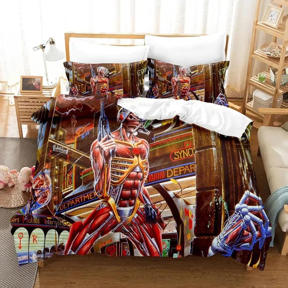 Heavy Metal Anime Duvet Cover Set for Adults Boys Bedroom Bedding Set Queen King Size Luxury Boys Bedding Set