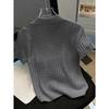 Temperament Lapel Ice Silk Knit Top Летняя свободная тонкая футболка с короткими рукавами
