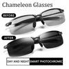 Неполяризованные фотохромные солнцезащитные очки для мужчин, очки-хамелеоны для вождения, дневное и ночное видение, очки для водителя