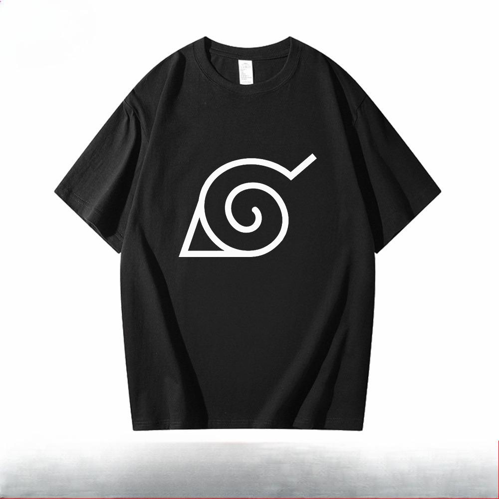 Naruto Trendy Brand Black Childrens Tshirt Summer New Anime Peripheral Printed Parent Child Wear Pure Cotton Fashion Tshirt
