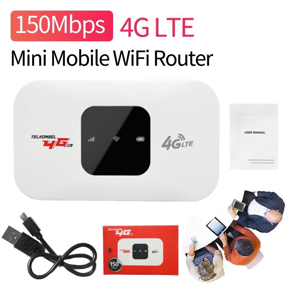 Portable Mini Mobile WiFi Router 150Mbps 4G LTE Pocket Mobile Hotspot  8 To 10 Users with SIM Card Slot for Car Travel Vacation