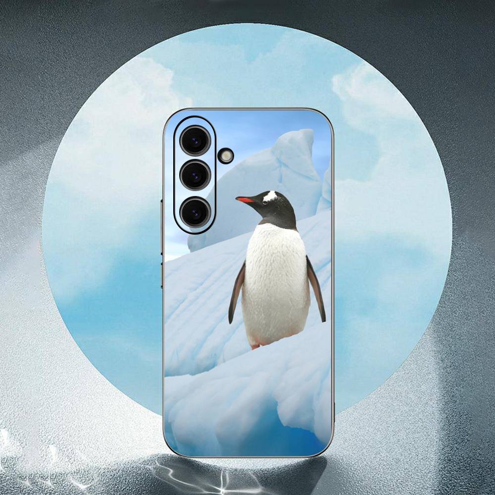 Милый пингвин для Samsung Galaxy S23 S24 S25 Ultra S22 Plus S21 Черный Мягкий чехол Водонепроницаемый Мягкий чехол