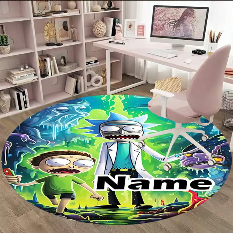 Customizable R-Rick and Morty Round Non-Slip Carpet - Ideal for Garden, Picnic, Office, Perfect for Decoration, Suitable For All Seasons