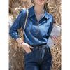 Temperament Commuter Fashion Новая весенне-осенняя джинсовая рубашка с женственным верхом с длинными рукавами
