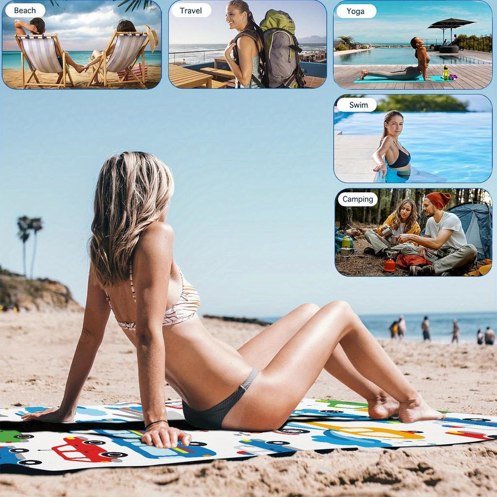 Transportation Vehicles Beach Towel High Absorbency Quick-Dry Soft Lightweight Microfiber Bath Towel with Colorful Airplane
