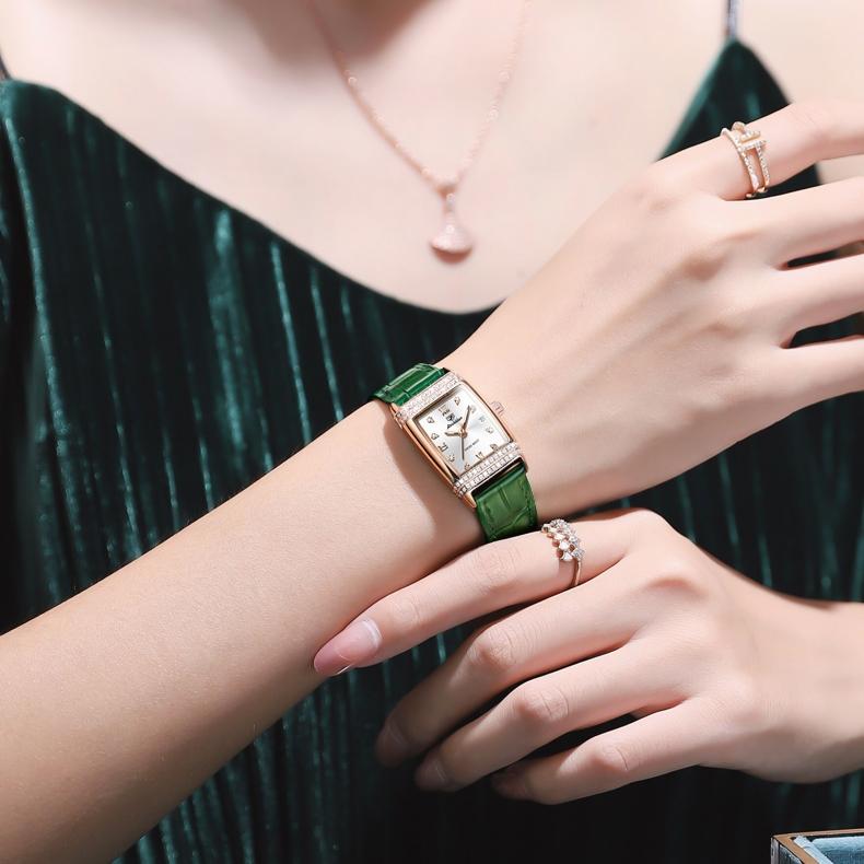 JIN SHI DUN Brand Watch Light Luxury Waterproof Luminous Quartz Watch Simple Diamond Set Women's Watch