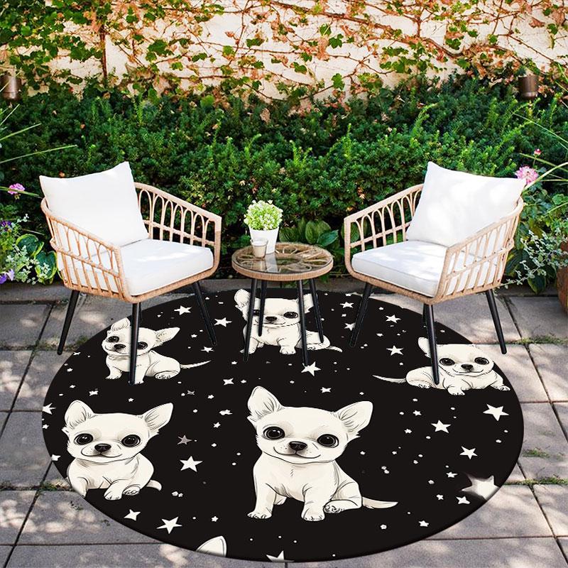 Chihuahua pattern round rug,Carpet Rug for Living Room Bedroom Playroom ,Non-slip Floor Mat,Holiday Gifts and Birthday Gifts.