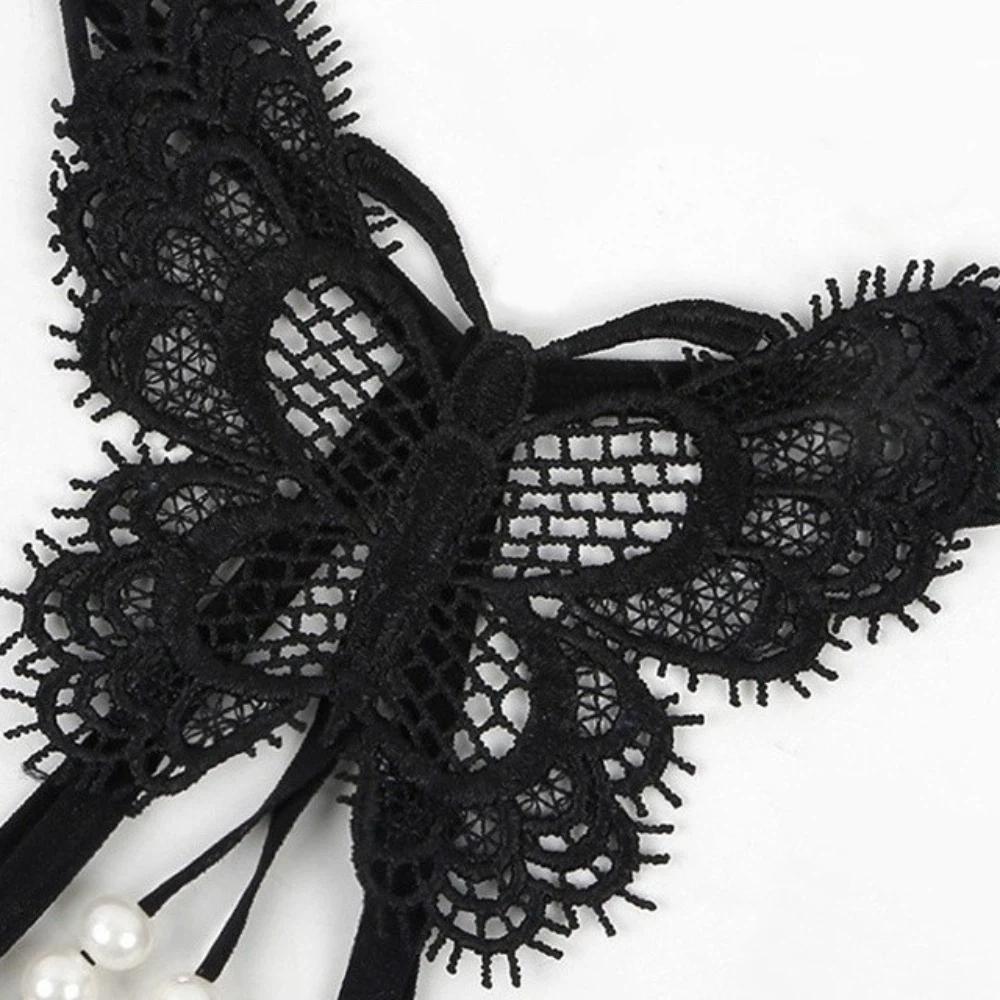 Hollow Open Crotch Underwear for Women Low Waist Thin Belt Thong Lace Pearl Panties  Women