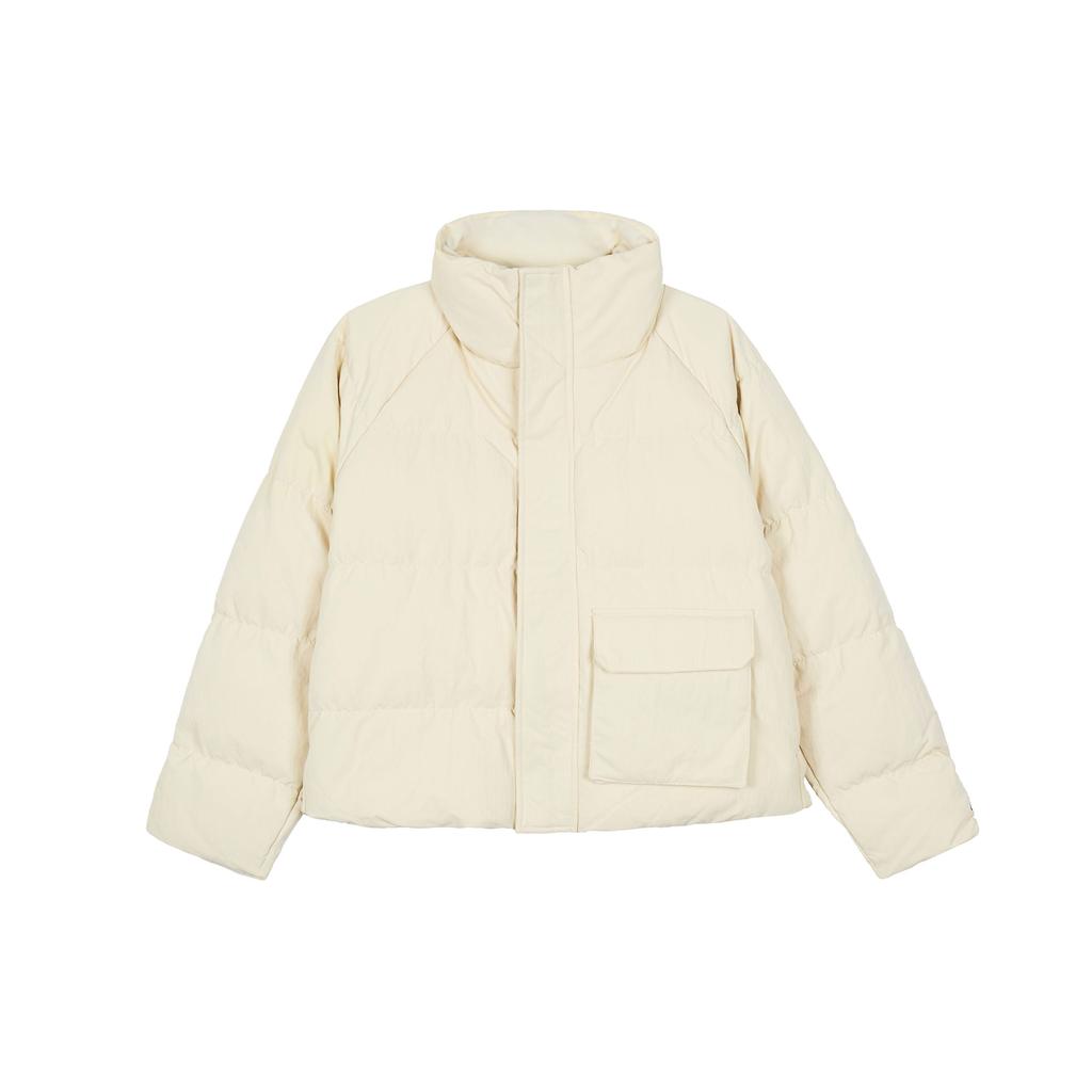 Jordan Flight Solid Logo Embroidered Stand Collar Zipper Warm Loose Water-Resistant Cotton Jacket Women Jackets Light-Yellow DR0547-234