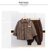 Boys' 2025 Autumn Striped Two-Piece Shirt Set - Fashionable Baby Outfit