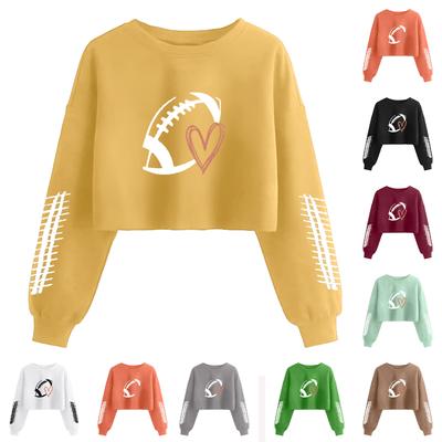 Женский модный пуловер с длинным рукавом и принтом в стиле ретро, открывающий живот