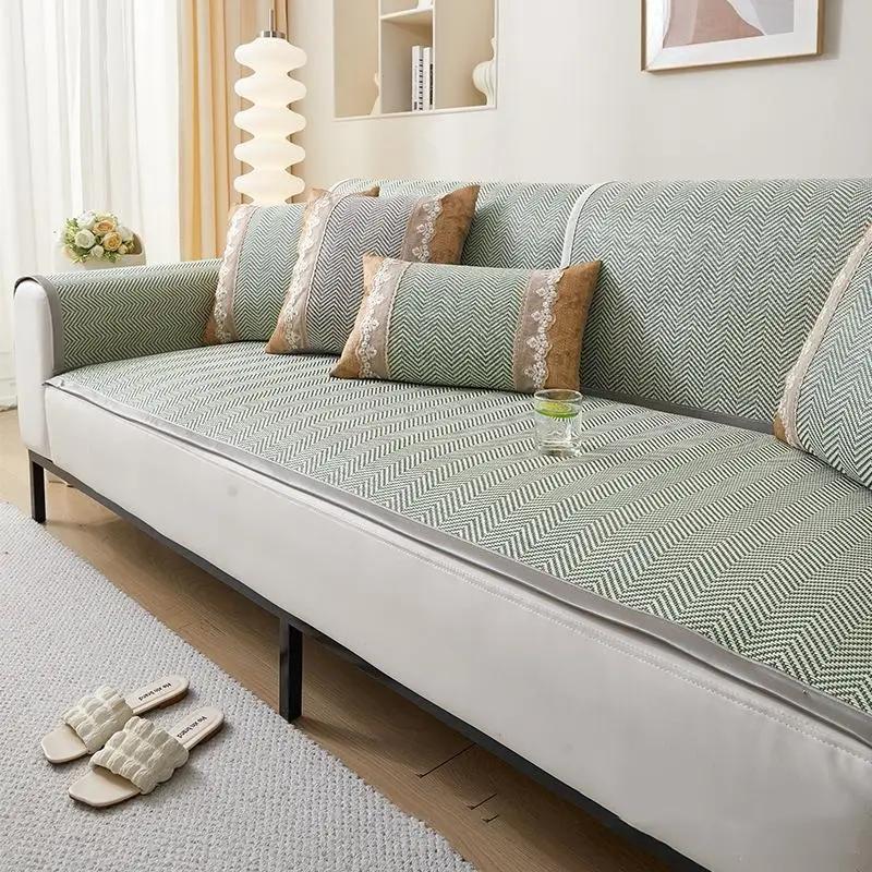 Летний коврик для дивана Ice Vine, прочный, простой, пылезащитный, противоскользящий, защитный чехол для мебели, модная, моющаяся подушка для сиденья