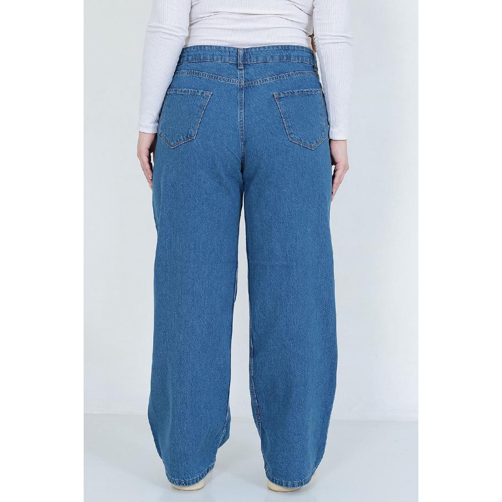 Женские синие свободные широкие джинсы-палаццо большого размера