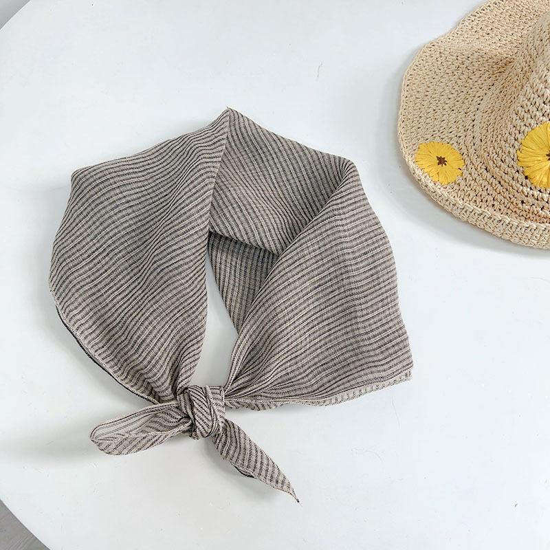 Clearance Welfare Retro Linen Square Scarf Literary And Versatile Women'S Summer Neck Protection Cotton And Linen Small Silk Scarf Scarf Printed Model