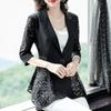 Blazer Suit for Women Slim Fit Long Sleeve Button Cardigan Solid Color Lace Suit Jacket