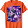 Cosmic Wolf Howling Graphic Tee Men Casual Round Neck Breathable Cotton Print Tshirt