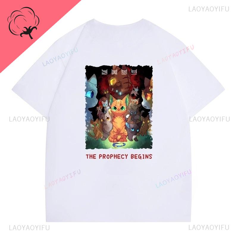 New Style Warrior Cats T Shirt Hot Sale Cat Lover Tee Short Sleeve Cotton Crewneck Kawaii Popular Y2k Clothes Unisex Tops