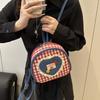Cloth Denim Shoulders Bag Mini Knapsack Lovely Lattice Backpack  Outdoor