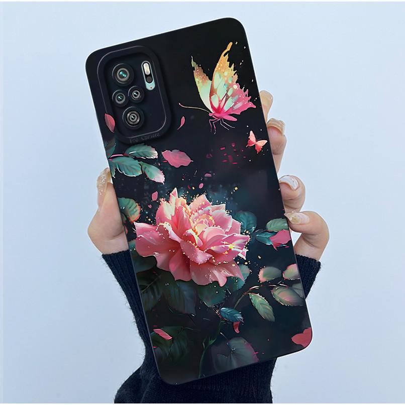 Чехол для телефона Xiaomi Poco M5s Чехол PocoM5s Модный Простой Бабочка Цветочный Мягкий Жидкий Силикон Чехол Для Poco M 5s Fundas