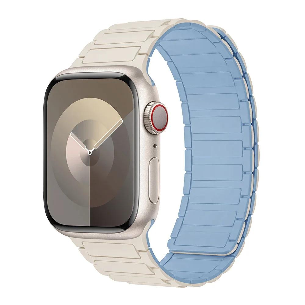 Магнитный спортивный ремешок для Apple Watch Ultra 2 49мм 46мм 45мм 44мм 42мм 38 40 41мм Силиконовый ремешок для IWatch Серии 10 9 8 7 6 5 4