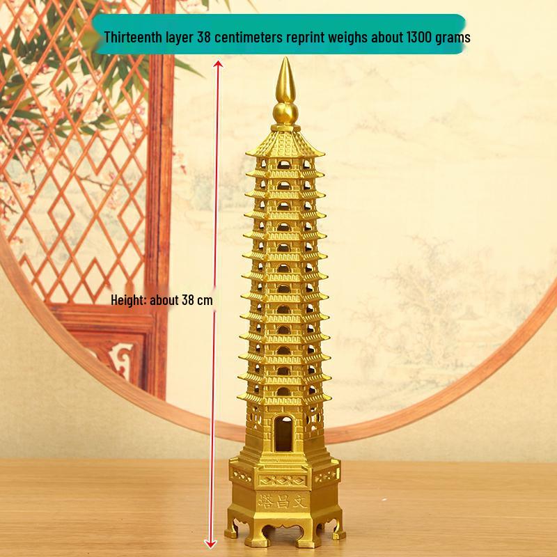 Медное украшение Пагода Вэньчан: Большой, 7-13-слойный китайский буддийский декор для дома и храма