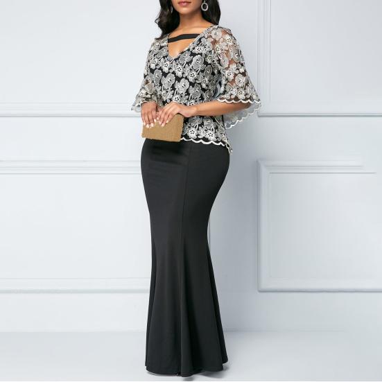 Леди Нижние Юбки Плюс Размер Вечернее Платье Кружева Лоскутное Женское Платье С Оборками Прозрачное Платье для Вечеринки