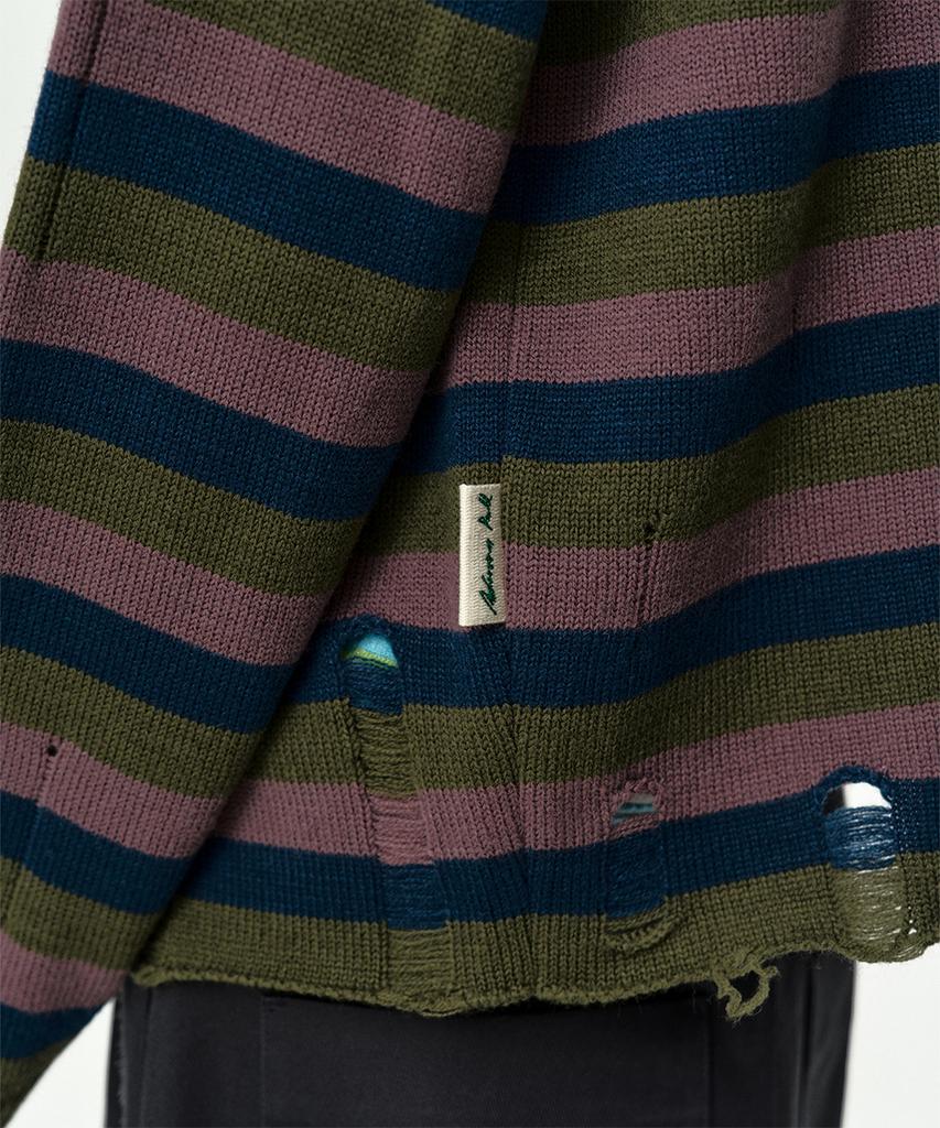 ADSB ANDERSSON BELL Double Layered Stripe Half Zip-Up Sweater Atb1452M(Blue/Grey)
