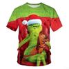 New 2025 Christmas Cartoon Green Fur Monster 3D Printed Men  Short Sleeve Grinch
