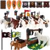 MOC Medieval Building Blocks Soldier Figures Weapons Accessories Armor Shield Flag Transport Ox Horse Mini Brick Toy Gift X010