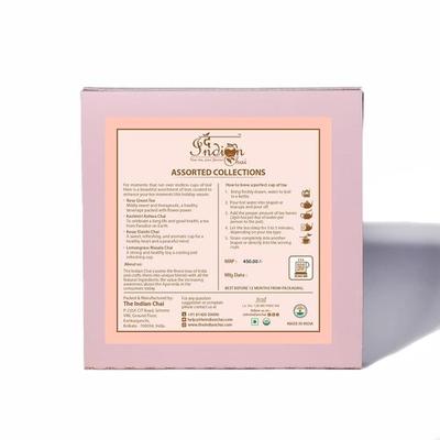 The Indian Chai - Подарочная коробка с зимним чаем || Ассорти из чайных коллекций || Кесар Шафран Элаичи, Лемонграсс Масала, Кашмири Кахва и Зеленый чай с розой