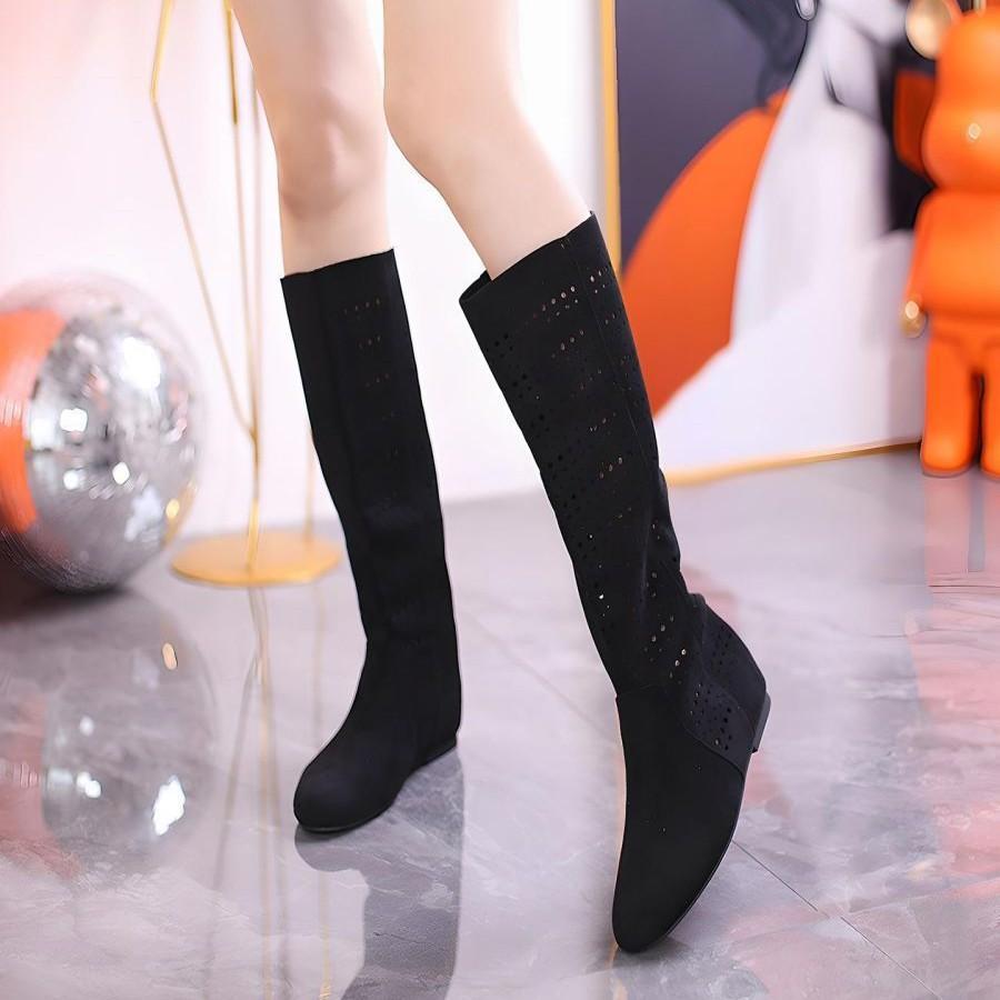 Женские полусапожки 2025 лето новинка круглый носок два варианта носки ботинки-чулки полые ретро модные ботинки корейская версия супер универсальные