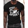 Stay Spooky Ковбой Мужская Повседневная Футболка с Круглым Вырезом и Коротким Рукавом для Лета, Летний Наряд, Повседневная Футболка, Футболка с Принтом, Ковбойский Стиль, Удобная Посадка