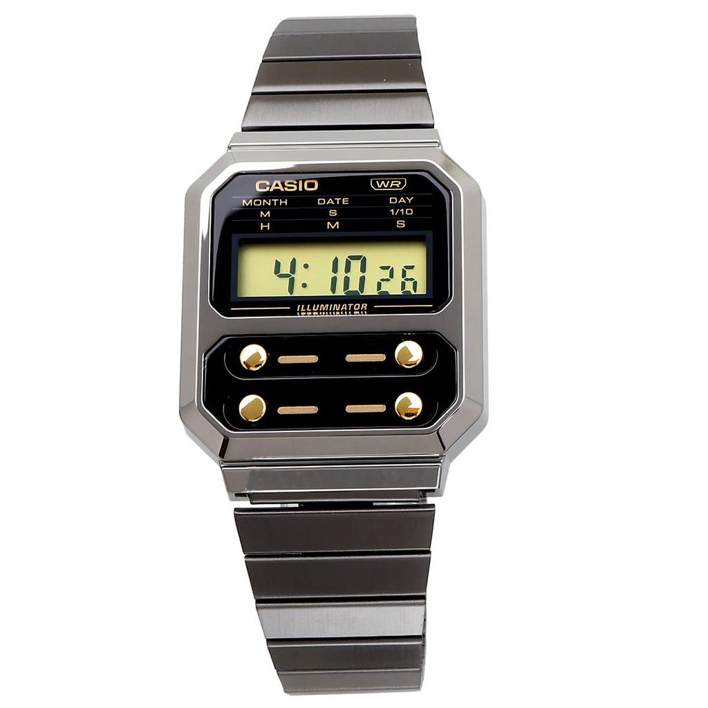 CASIO A100WEGG-1A2 retro design digital watch men's international model black x gold