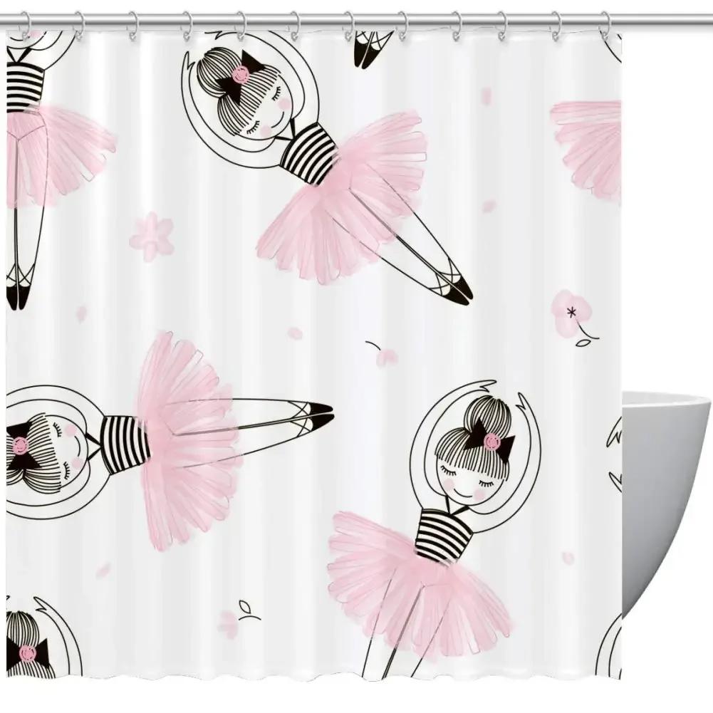 Балерина силуэт занавеска для душа абстрактный магический танец изобразительное искусство занавеска для душа водонепроницаемая ткань декор для ванной экран для ванны