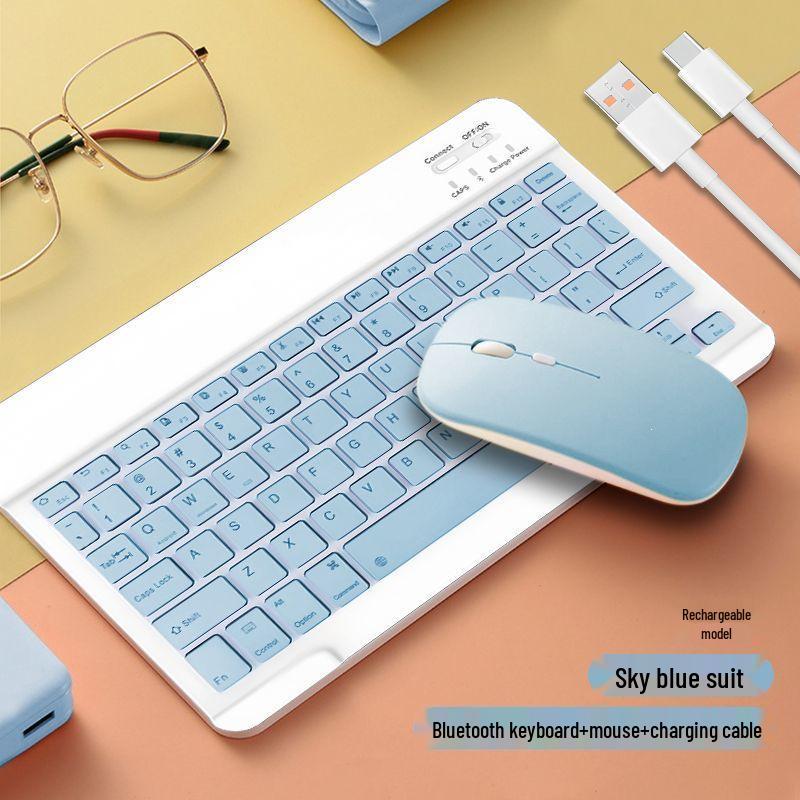 Silent Rechargeable Bluetooth Keyboard & Mouse Set for Tablets, iPads, Laptops & Office Use
