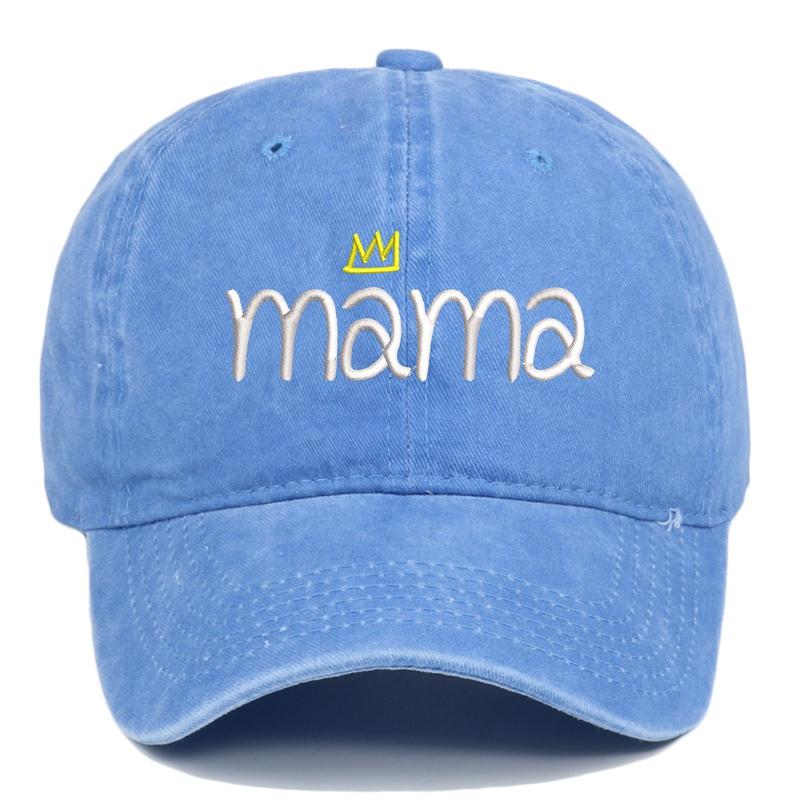 Женская Бейсболка с Вышивкой Буквы 'Mama', Регулируемая, Однотонная, Защита от Солнца, Летняя, Из Стиранного Материала, Snapback, Кепка для Папы