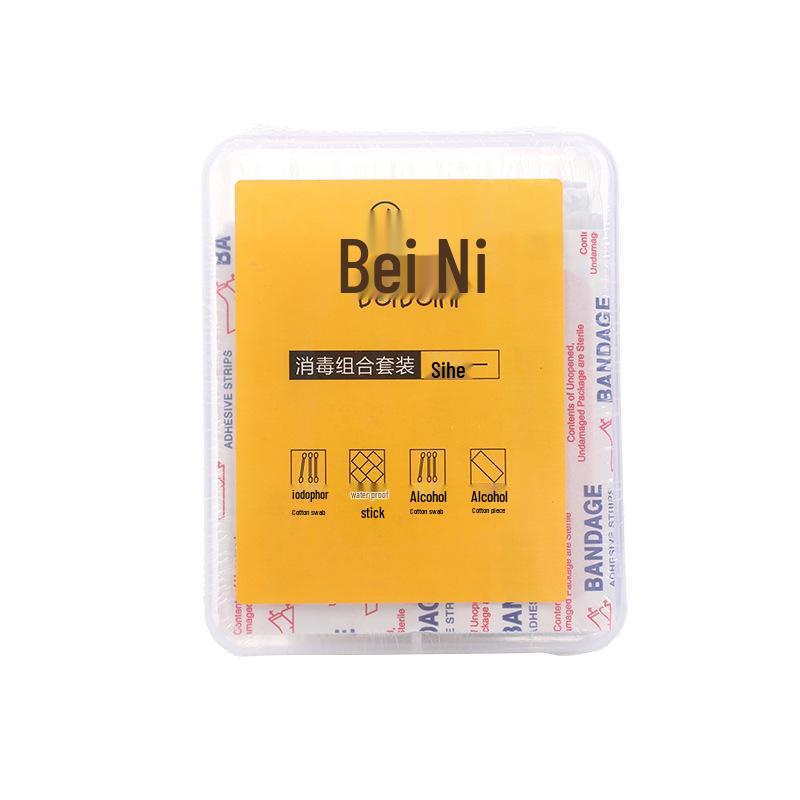 Portable 4-in-1 Emergency Kit: Alcohol Pads, Povidone-Iodine Swabs, Waterproof Band-Aids